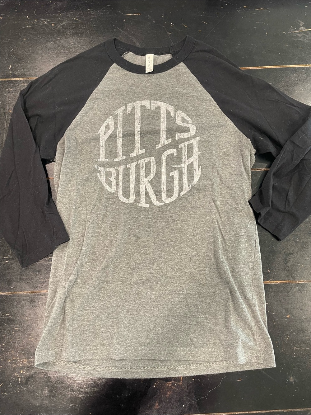 Pittsburgh Raglan Baseball Tee - Gray/Black